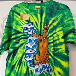 New Vintage 1990s Green Neon Tie Dye Scooby Doo T-Shirt 90s Y2K Gatlinburg NOS